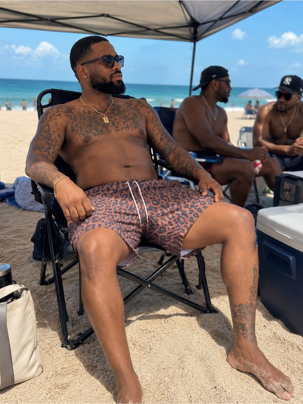 Leopard Men’s Swim Trunks XL | Beach Club Vacation Y2K Resort Swim Shorts lined